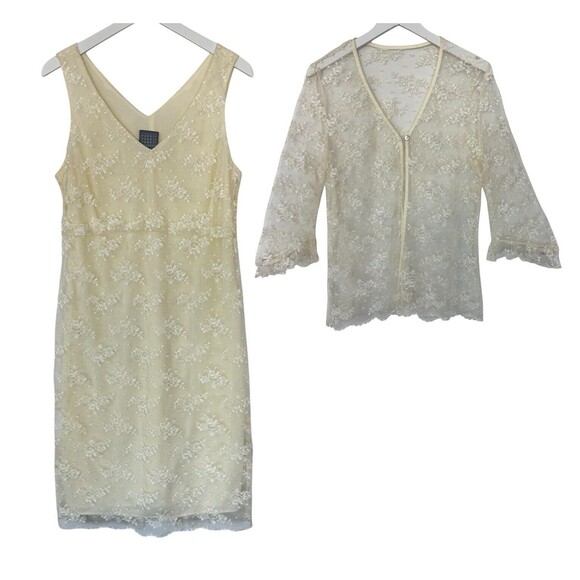 Ivory Lace Overlay Dress 2pc. Fairy Vintage Wedding By Rabbit Designs Misses 16 - Picture 1 of 16